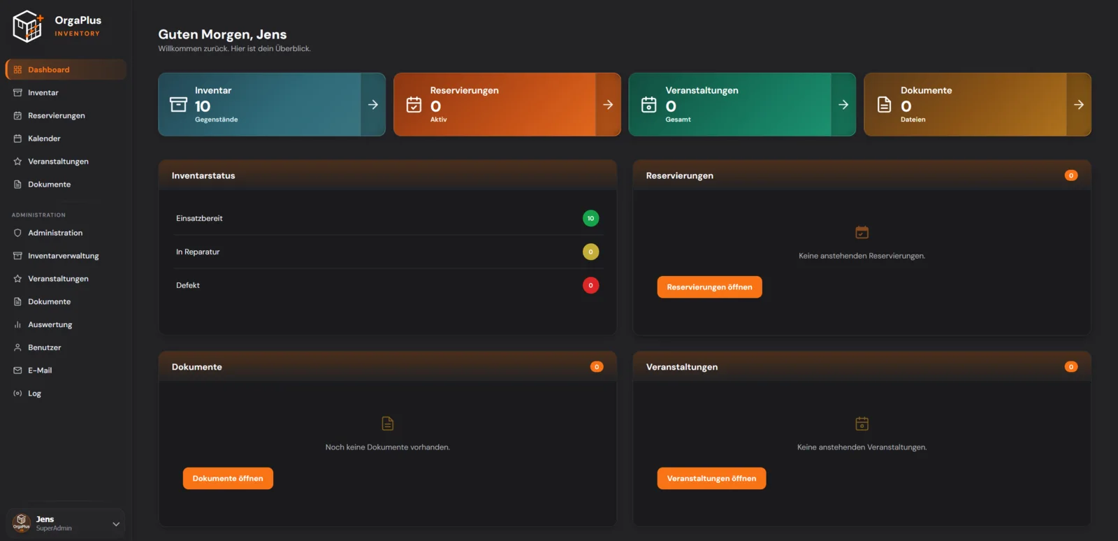 OrgaPlus Inventory – Dashboard