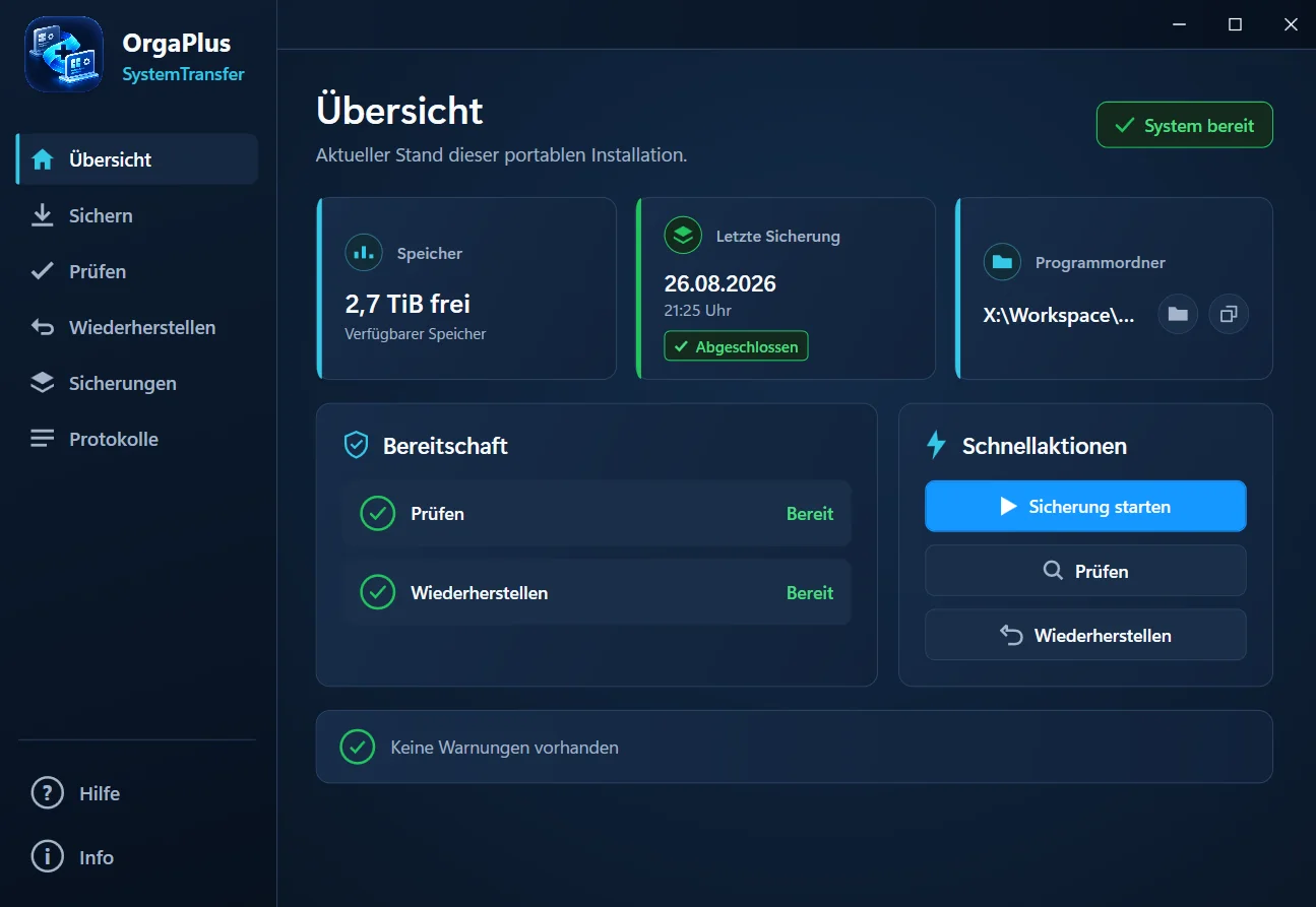 OrgaPlus – SystemTransfer – Übersicht